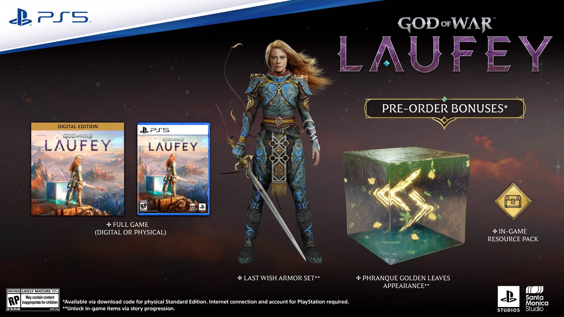 ภาพชุดเกราะ Last Wish สกิน Golden Leaves ของ Phranque และแพ็กทรัพยากร โบนัสพรีออร์เดอร์ God of War Laufey