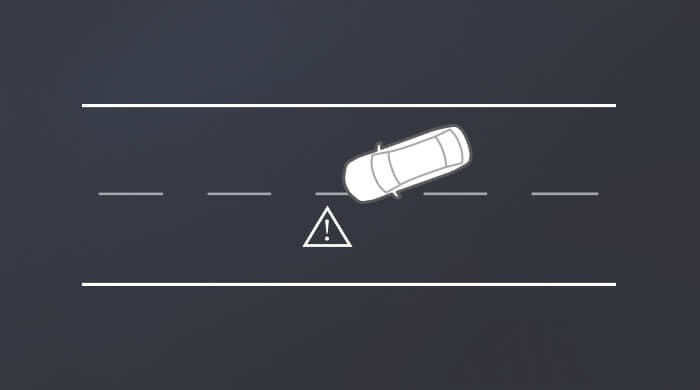ภาพอธิบายระบบป้องกันรถเบี่ยงออกนอกเลนของ Mazda CX-6e