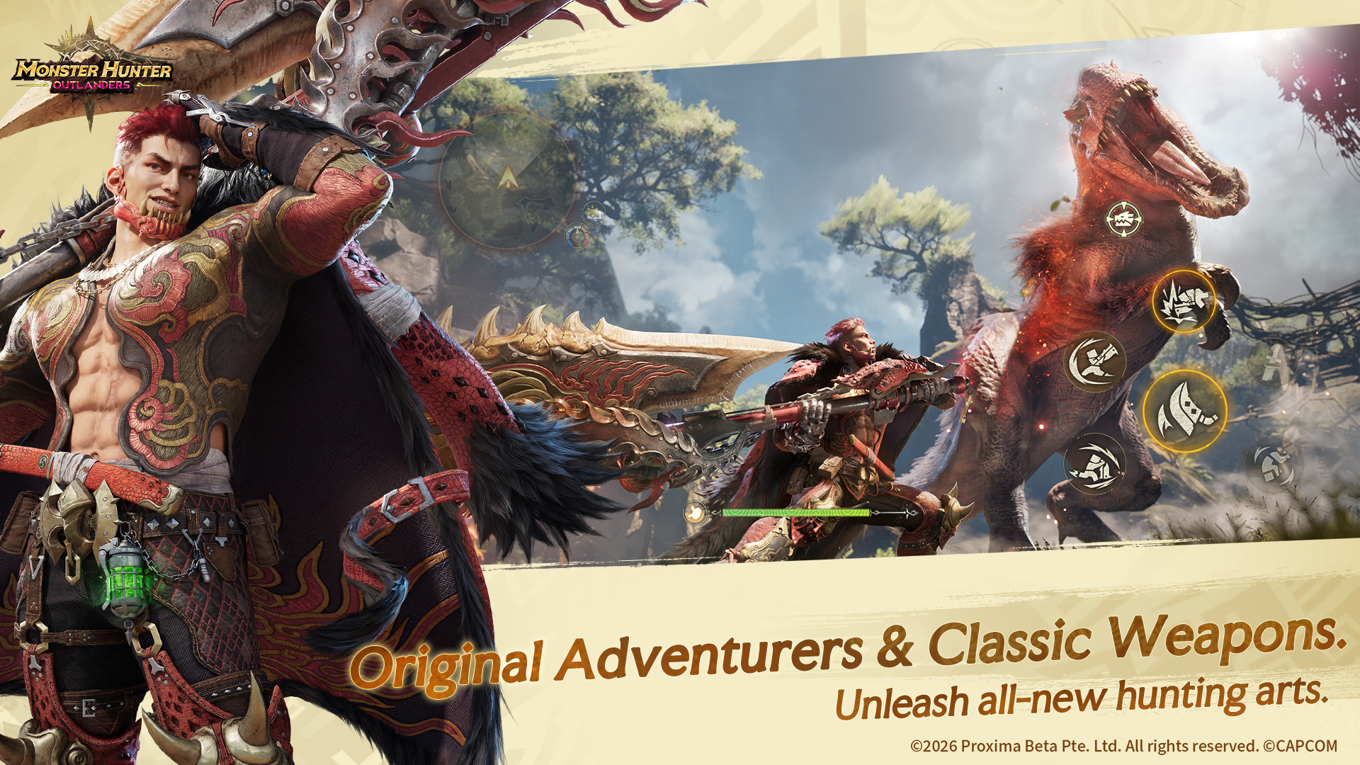 อาวุธคลาสสิกจับคู่กับ Adventurer ใน Monster Hunter Outlanders