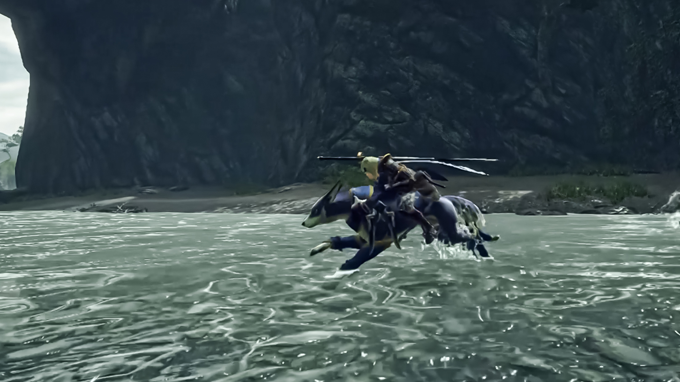 นักล่าขี่ Palamute ลุยน้ำใน Monster Hunter Rise NETFLIX
